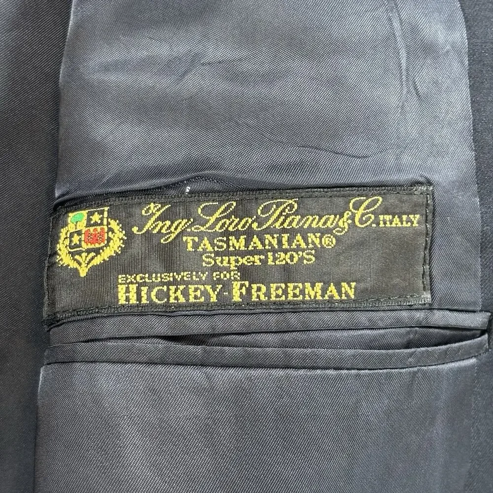 Hickey Freeman Boardroom Blazer 42 L Navy Loro Piana Tasmanian Super 120s Wool